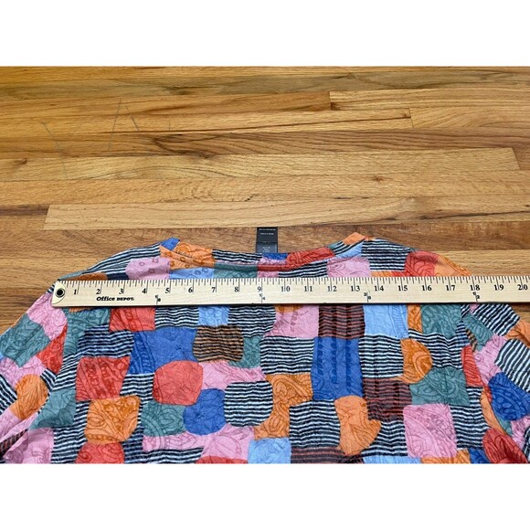Ali Miles Women's L Orange Blouse Polyester Tunic Patchwork Artsy Boho Travel - Picture 6 of 9